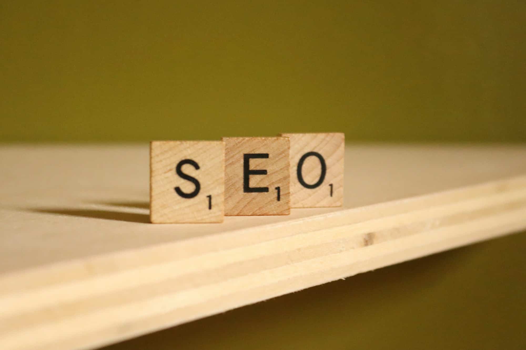 SEO strategy tiles representing search engine optimization